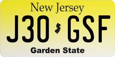 NJ license plate J30GSF