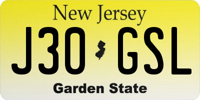 NJ license plate J30GSL