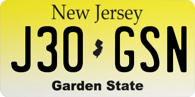 NJ license plate J30GSN