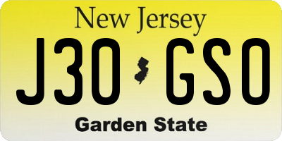 NJ license plate J30GSO