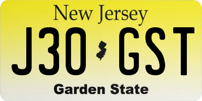 NJ license plate J30GST