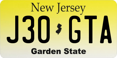 NJ license plate J30GTA