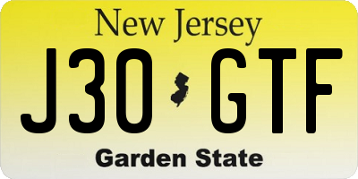 NJ license plate J30GTF