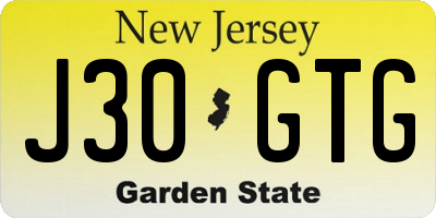 NJ license plate J30GTG
