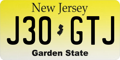 NJ license plate J30GTJ