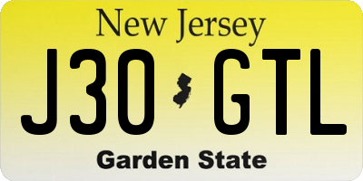 NJ license plate J30GTL