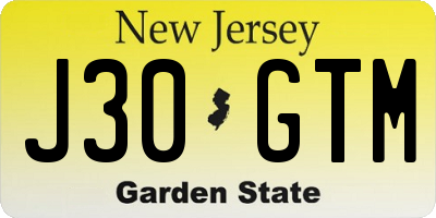 NJ license plate J30GTM