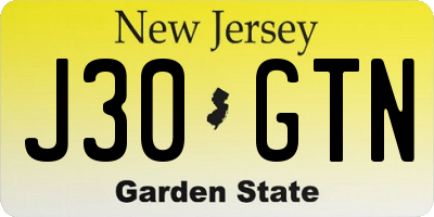 NJ license plate J30GTN