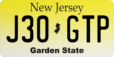 NJ license plate J30GTP