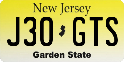 NJ license plate J30GTS
