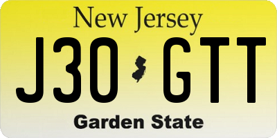 NJ license plate J30GTT
