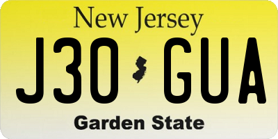 NJ license plate J30GUA