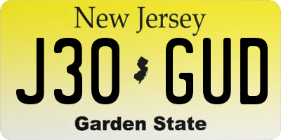 NJ license plate J30GUD