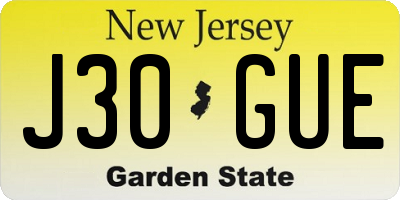 NJ license plate J30GUE