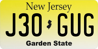 NJ license plate J30GUG