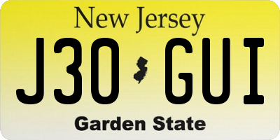 NJ license plate J30GUI