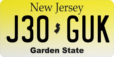 NJ license plate J30GUK
