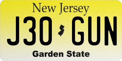 NJ license plate J30GUN
