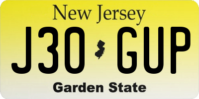 NJ license plate J30GUP