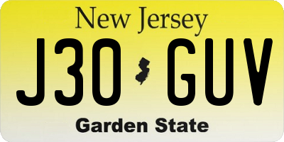 NJ license plate J30GUV