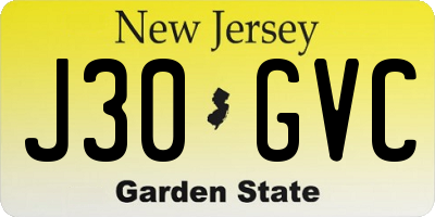 NJ license plate J30GVC