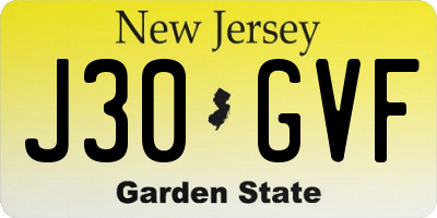 NJ license plate J30GVF