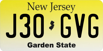 NJ license plate J30GVG