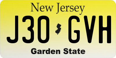 NJ license plate J30GVH