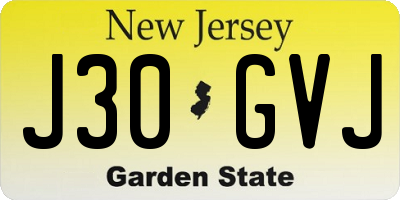 NJ license plate J30GVJ