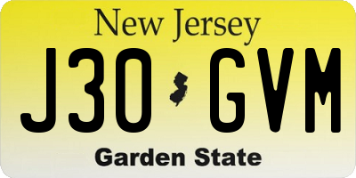 NJ license plate J30GVM