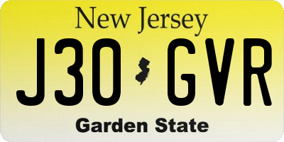 NJ license plate J30GVR