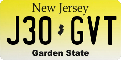 NJ license plate J30GVT