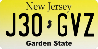 NJ license plate J30GVZ