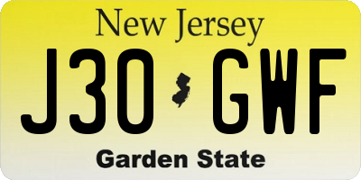 NJ license plate J30GWF