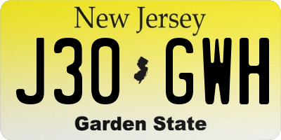 NJ license plate J30GWH