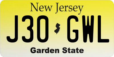 NJ license plate J30GWL