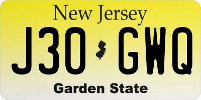 NJ license plate J30GWQ