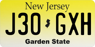 NJ license plate J30GXH