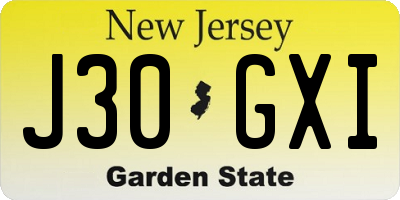 NJ license plate J30GXI