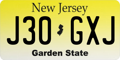 NJ license plate J30GXJ