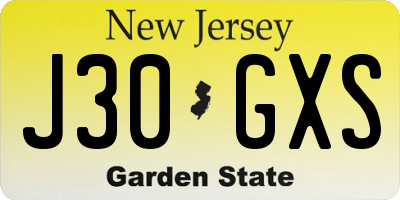 NJ license plate J30GXS