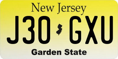 NJ license plate J30GXU
