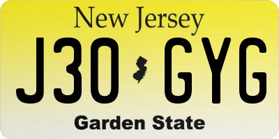 NJ license plate J30GYG