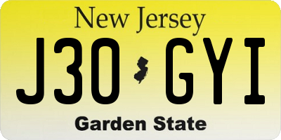 NJ license plate J30GYI