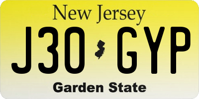 NJ license plate J30GYP