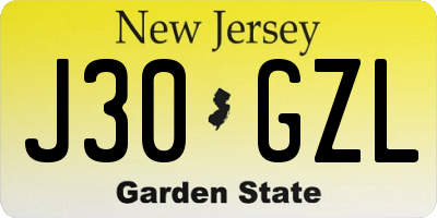 NJ license plate J30GZL
