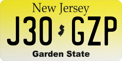 NJ license plate J30GZP