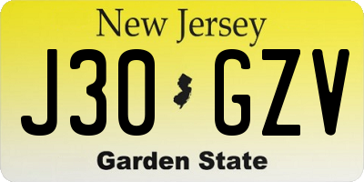 NJ license plate J30GZV