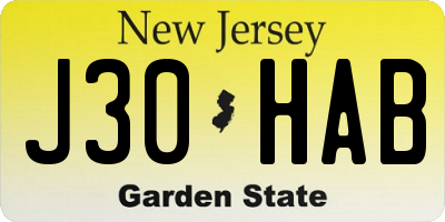 NJ license plate J30HAB