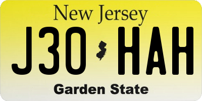 NJ license plate J30HAH